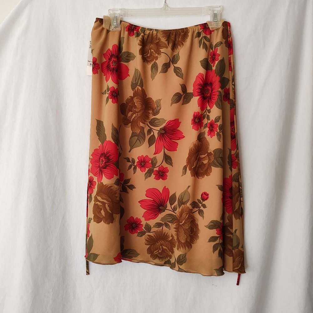 Versailles Skirt, PL, Red/Brown (Red Flowers)